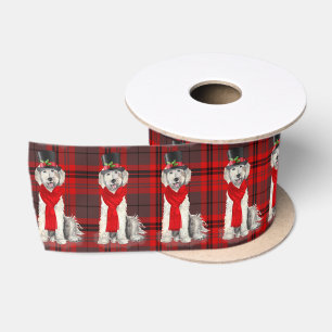 Ruban En Satin Amoureux des chiens Jaune Labradoodle Plaid Noël
