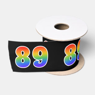 Ruban En Satin Amusant, motif arc-en-ciel "89" Numéro d'événement