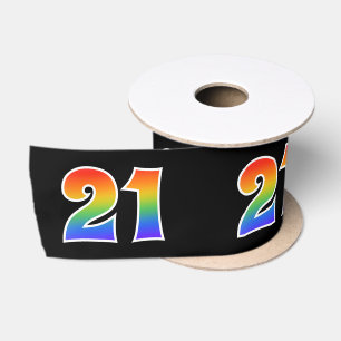 Ruban En Satin Amusement, motif "21" d'arc-en-ciel nombre