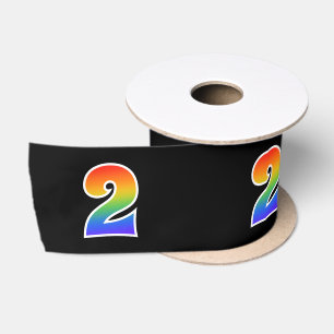 Ruban En Satin Amusement, motif "2" d'arc-en-ciel nombre