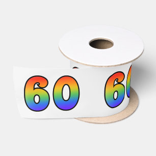Ruban En Satin Amusement, motif "60" d'arc-en-ciel nombre