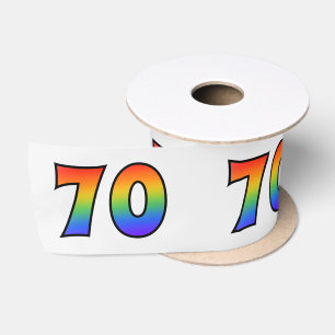 Ruban En Satin Amusement, motif "70" d'arc-en-ciel nombre
