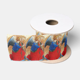 RUBAN EN SATIN ANGE EN ROUGE OR ET BLEU