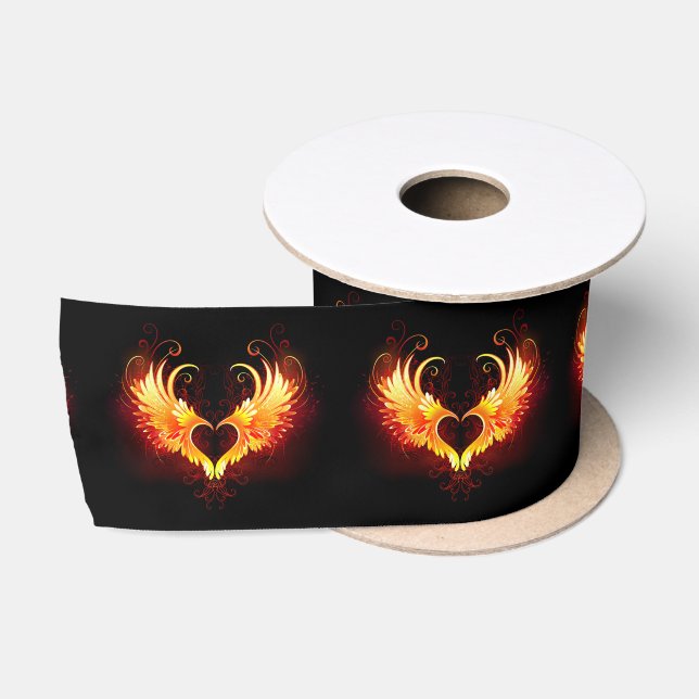 Ruban En Satin Angel Fire Heart with Wings (Bobine)