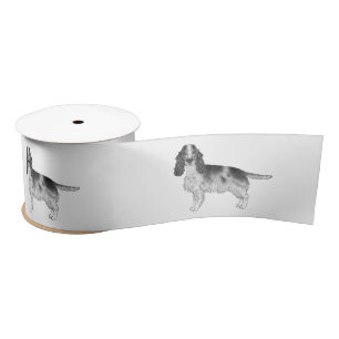 Ruban En Satin Anglais Cocker Spaniel Design En Noir Et Blanc