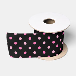 Ruban En Satin Anniversaire à pois noir et rose