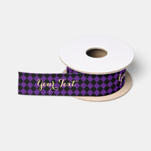Ruban En Satin Anniversaire d'Halloween violet arlequin noir Moti