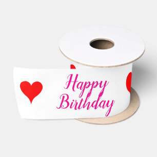 Ruban En Satin Anniversaire Vert Rose Orange Coeurs Rouges