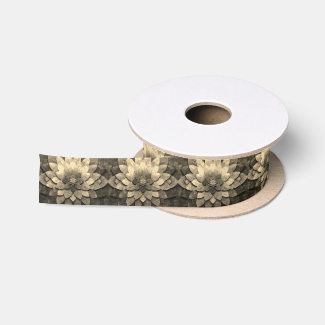 Ruban En Satin Antique Golden Mandala Art Fleur texturée (Bobine)