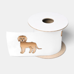Ruban En Satin Apricot Mini Goldendoodle mignon Chiens de dessin 