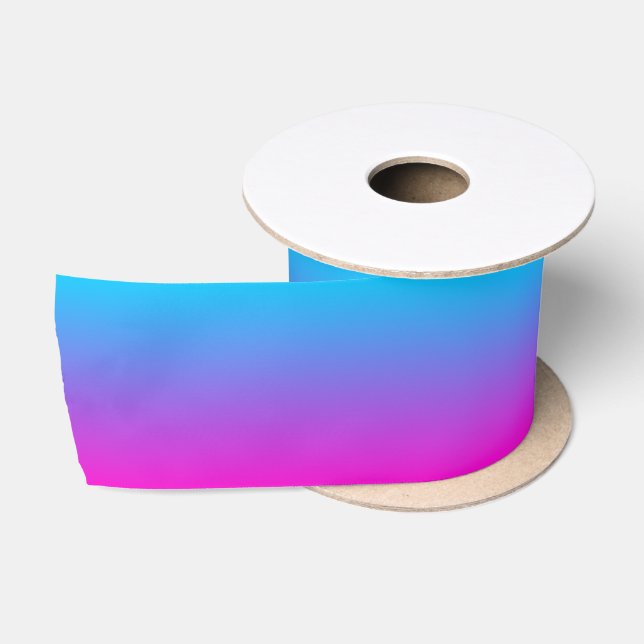 Ruban En Satin Aqua Blue et Neon Pink Ombre (Bobine)
