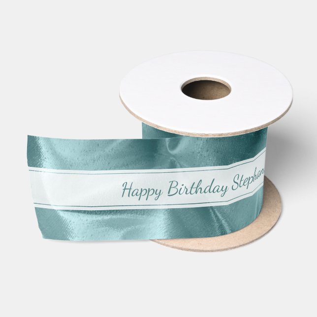 Ruban En Satin Aqua "joyeux anniversaire" ou toute occasion, (Bobine)