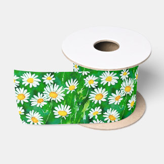Ruban En Satin Aquarelle dans un champ vert