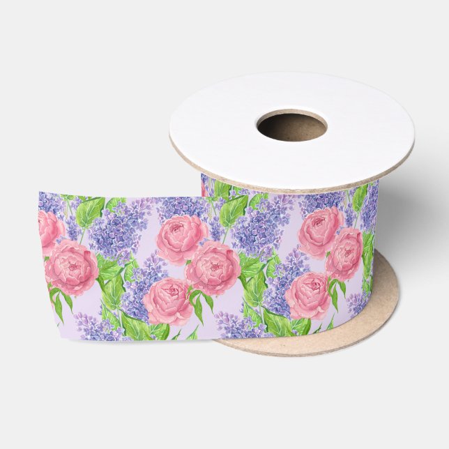 Ruban En Satin Aquarelle et lilas (Bobine)