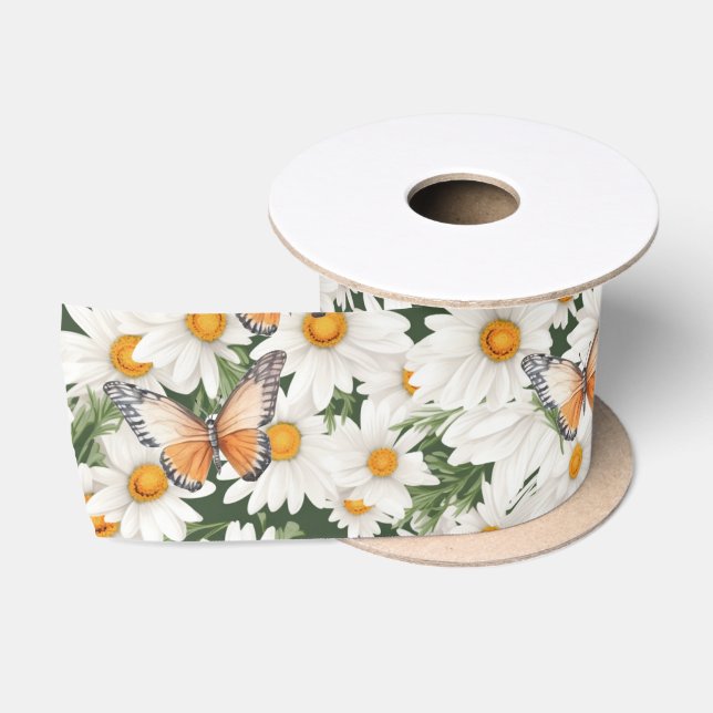 Ruban En Satin Aquarelle et papillons (Bobine)