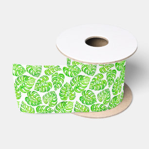 Ruban En Satin Aquarelle feuille Monstera