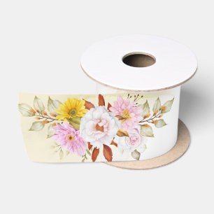 Ruban En Satin Aquarelle Feuilles floraux
