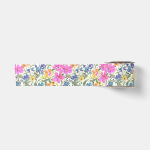 Ruban En Satin Aquarelle Fleur de Sauvage Florale - Rose Violet P