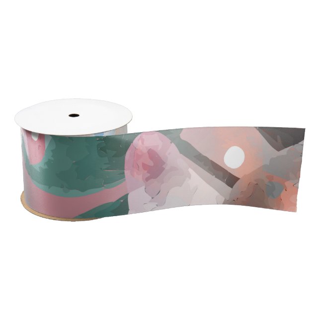 Ruban En Satin Aquarelle Fleurs Abstraites 1 (Bobine)