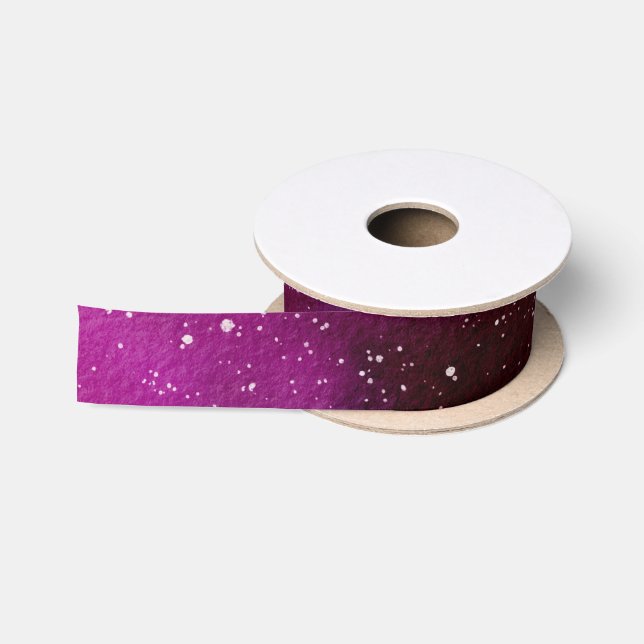 Ruban En Satin Aquarelle Galaxies rose violet (Bobine)