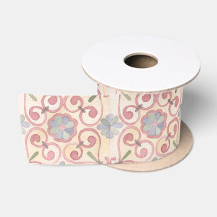Ruban En Satin Aquarelle italienne espagnole Majolica rose