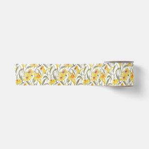 Ruban En Satin Aquarelle Jardin Floral de Jonquilles Printemps