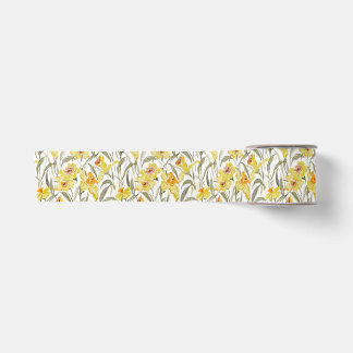 Ruban En Satin Aquarelle Jardin Floral de Jonquilles Printemps