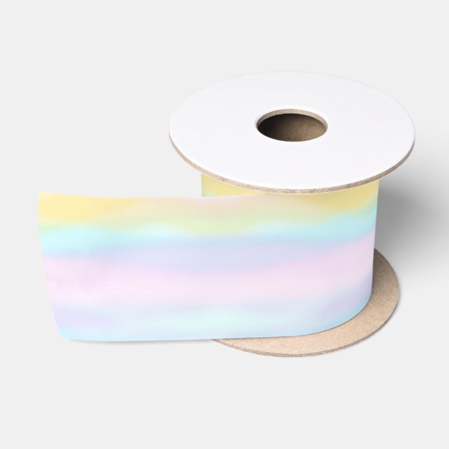 Ruban En Satin Aquarelle Laver Pastel Stripes Printemps Pâques (Bobine)