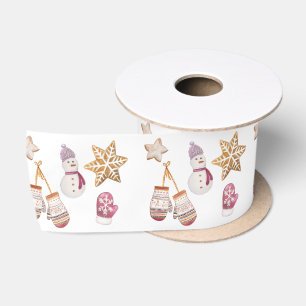 Ruban En Satin Aquarelle mignonne Glowes d'hiver Cookies de moton