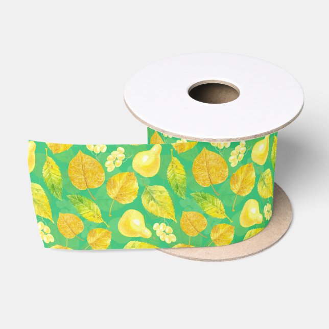 Ruban En Satin Aquarelle motif d'automne (Bobine)