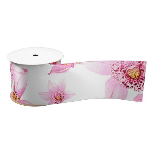 Ruban En Satin Aquarelle Orchidées Design 15