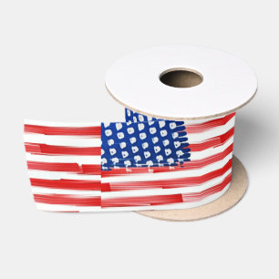 Ruban En Satin Aquarelle peinte drapeau américain