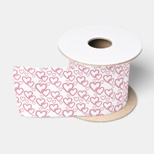 Ruban En Satin Aquarelle Pink Peony Hearts