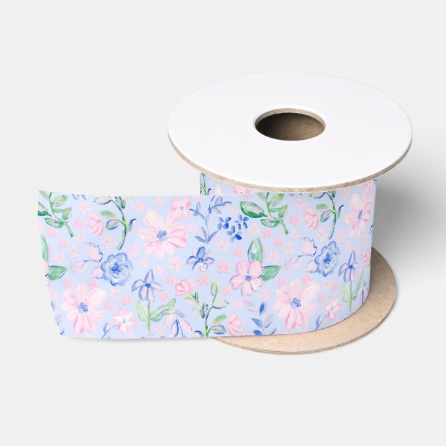 Ruban En Satin Aquarelle Preppy modifiable (Bobine)
