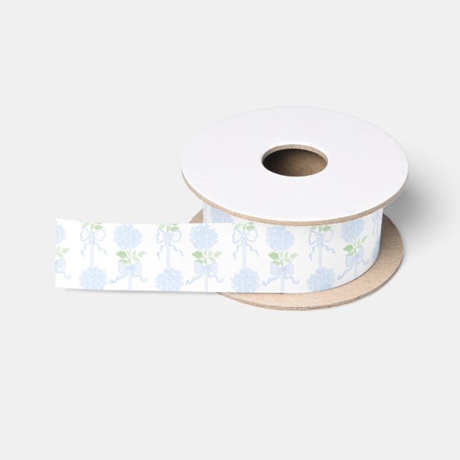 Ruban En Satin Aquarelle Preppy Monogramme Hydrangea Bows (Bobine)