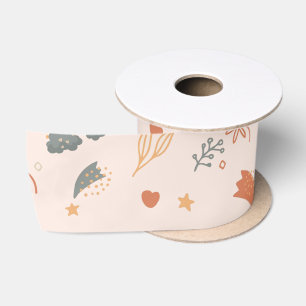 Ruban En Satin Aquarelle Retro Boho Arc-en-ciel neutre