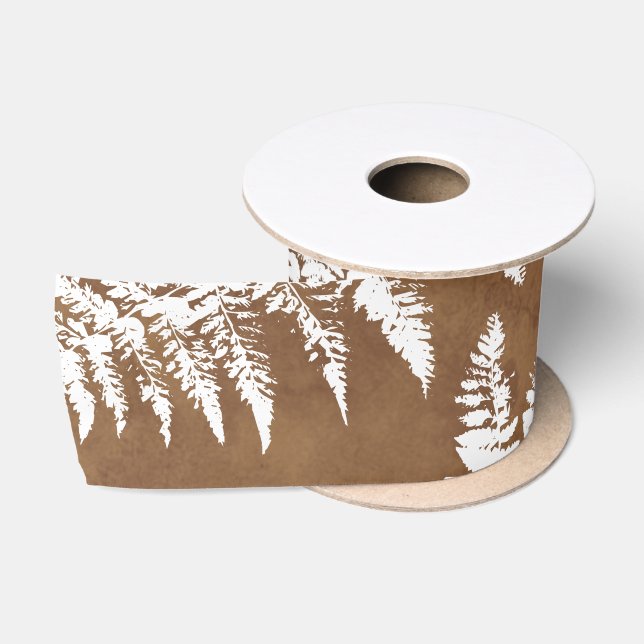Ruban En Satin Aquarelle rustique Ferne sauvage Botanique (Bobine)