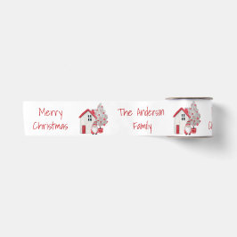 Ruban En Satin Aquarelle scandinave Gnome, Maison Arbre de Noël