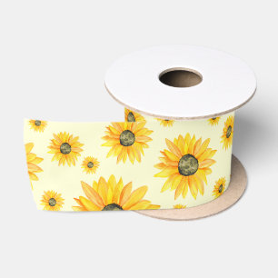 Ruban En Satin Aquarelle Tournesols motifs floraux