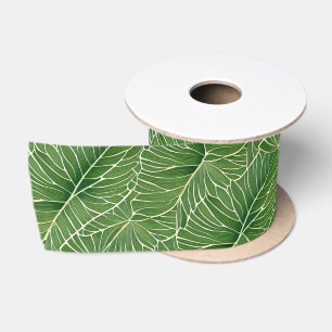 Ruban En Satin Aquarelle verte Feuille  Motif