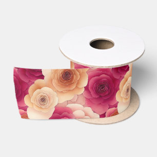 Ruban En Satin Aquarelle Vibrant Peint rose Fleurs de printemps
