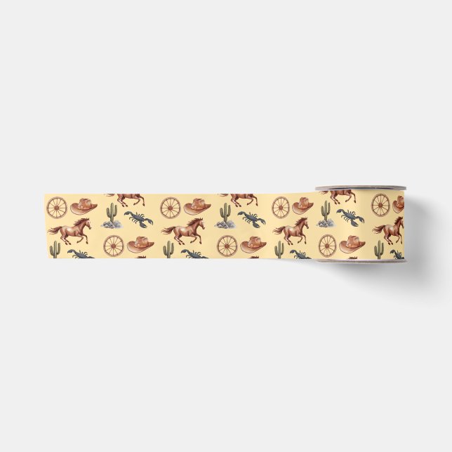 Ruban En Satin Aquarelle Western Kid Art Tan (Devant)