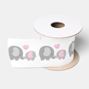 Ruban En Satin Arachide Eléphant Satin Ribbon Spool Rose & Grey