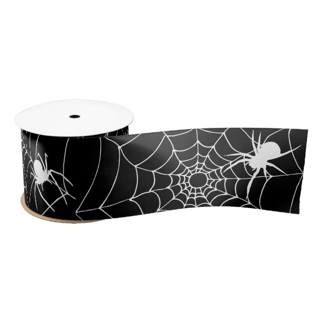 Ruban En Satin Araignées déplaisantes sur Cobwebs Halloween (Bobine)