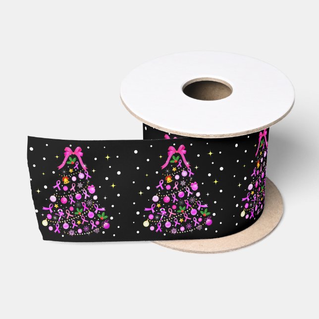 Ruban En Satin Arbre de Noël du cancer du sein (Bobine)