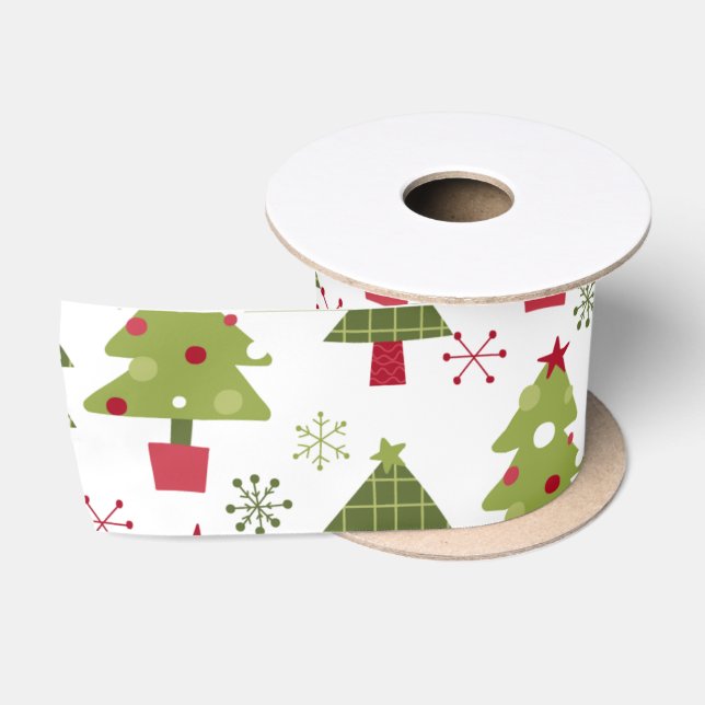 Ruban En Satin Arbre de Noël et flocons de neige (Bobine)