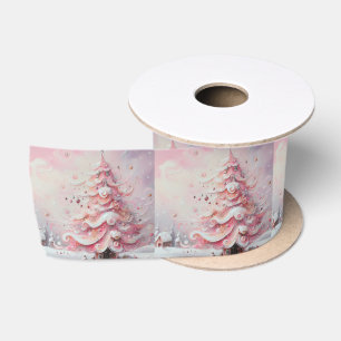 Ruban En Satin Arbre de Noël impressionniste Whimsical rose