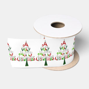 Ruban En Satin Arbre de Noël très joyeux