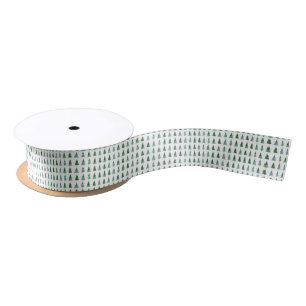 Ruban En Satin Arbre d'hiver blanc vert