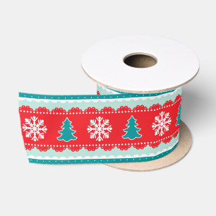Ruban En Satin Arbres de Noël contemporains Snowflakes Motif